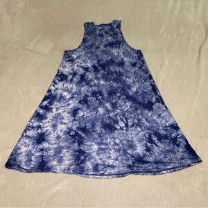 Dex womens blue tie dye midi tank summer super soft beach casual dress size L
